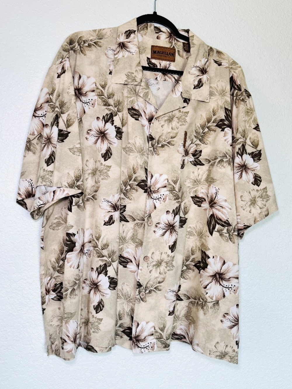 Vintage Magellan Sportswear Camp Shirt Men's XXL Hawaiian Hibiscus Boxy 90s